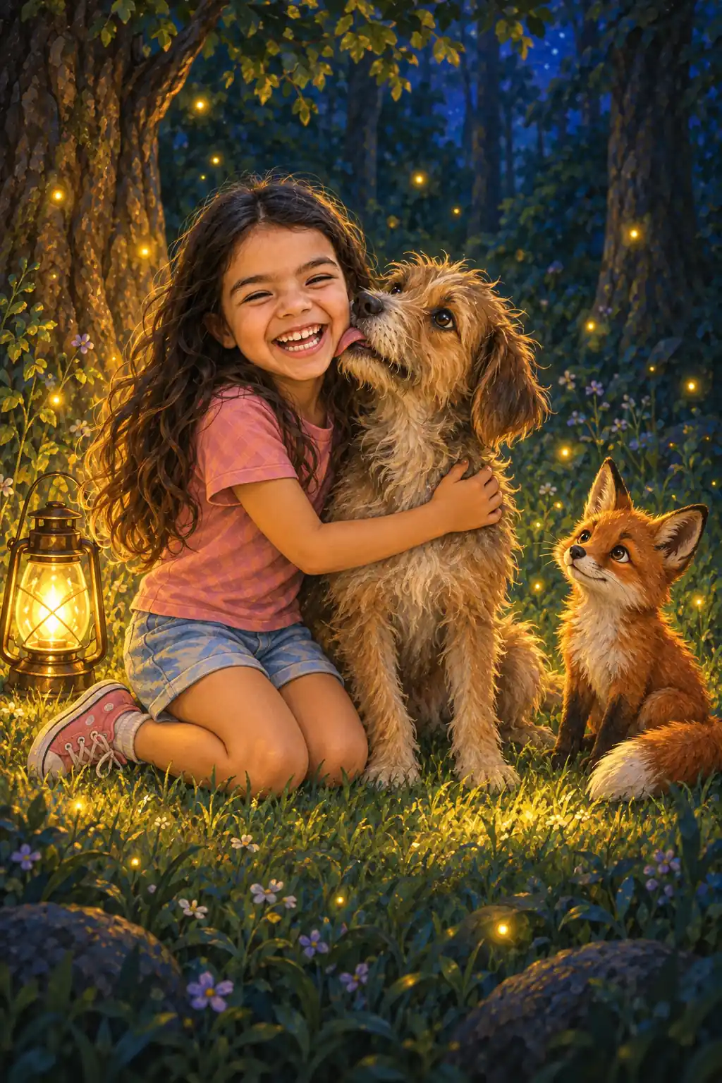 Mía abraza a un perro
